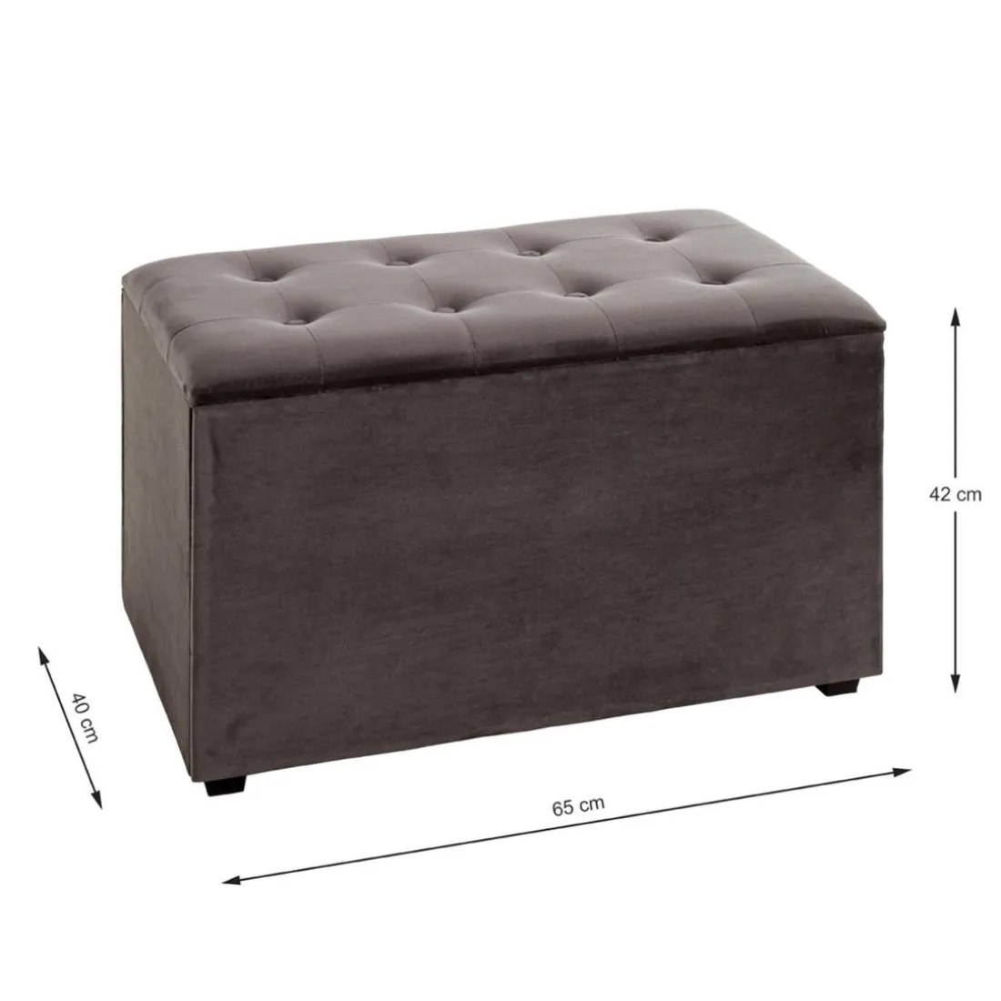 Coffre de rangement en MDF et en velours anthracite