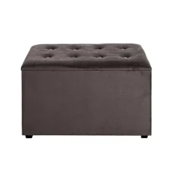 Coffre de rangement en MDF et en velours anthracite