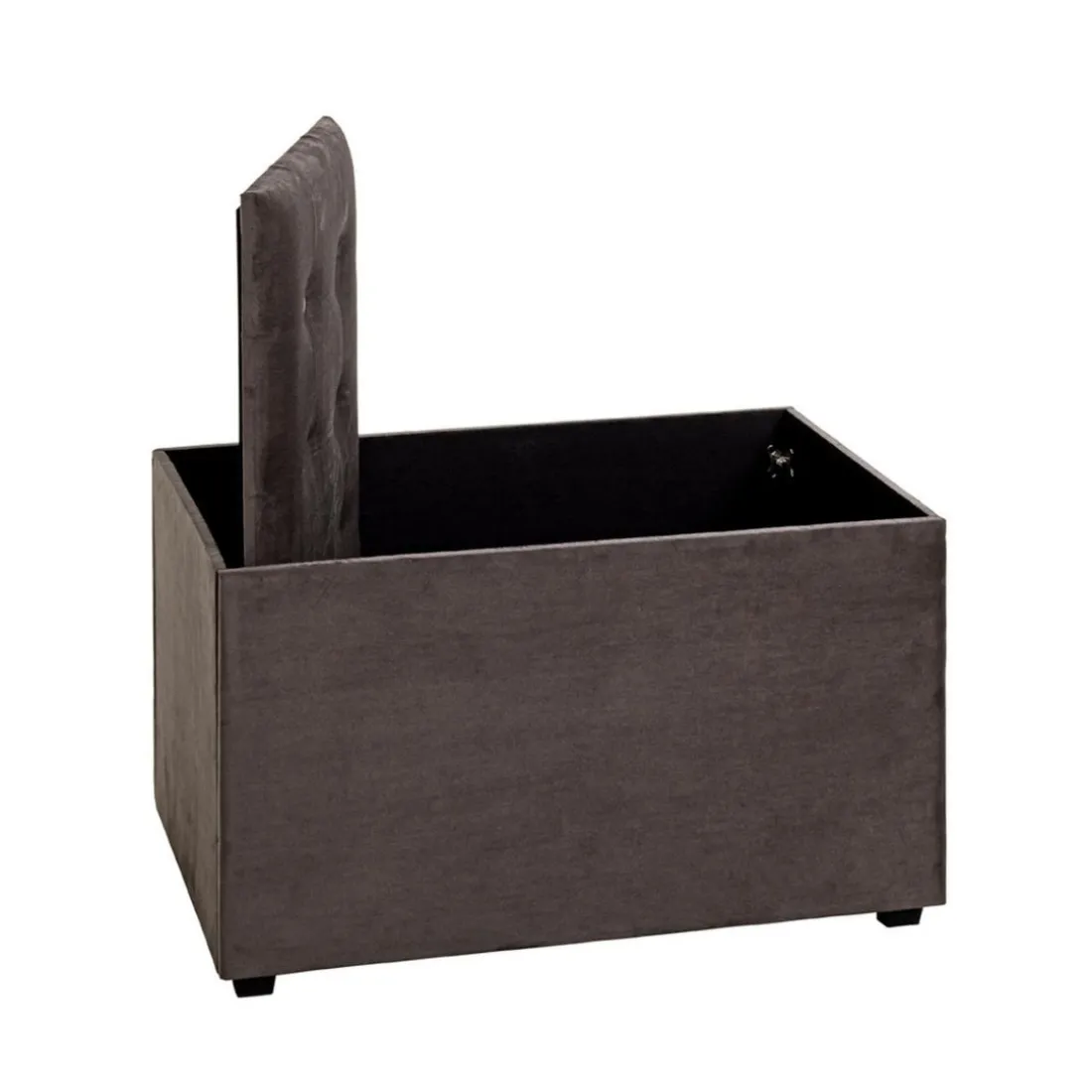 Coffre de rangement en MDF et en velours anthracite