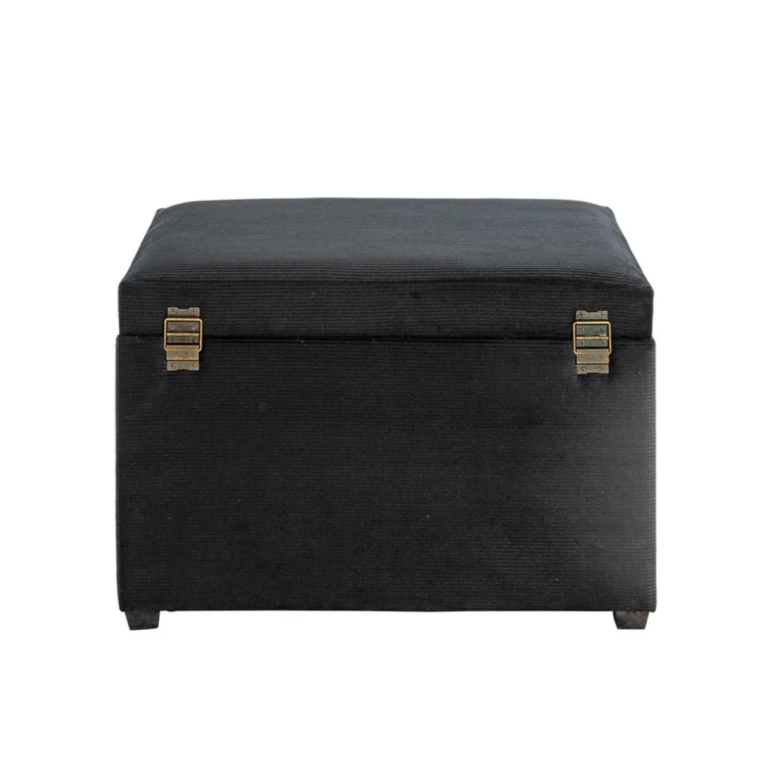 Coffre de rangement en velours noir assise rembourrée et pliable