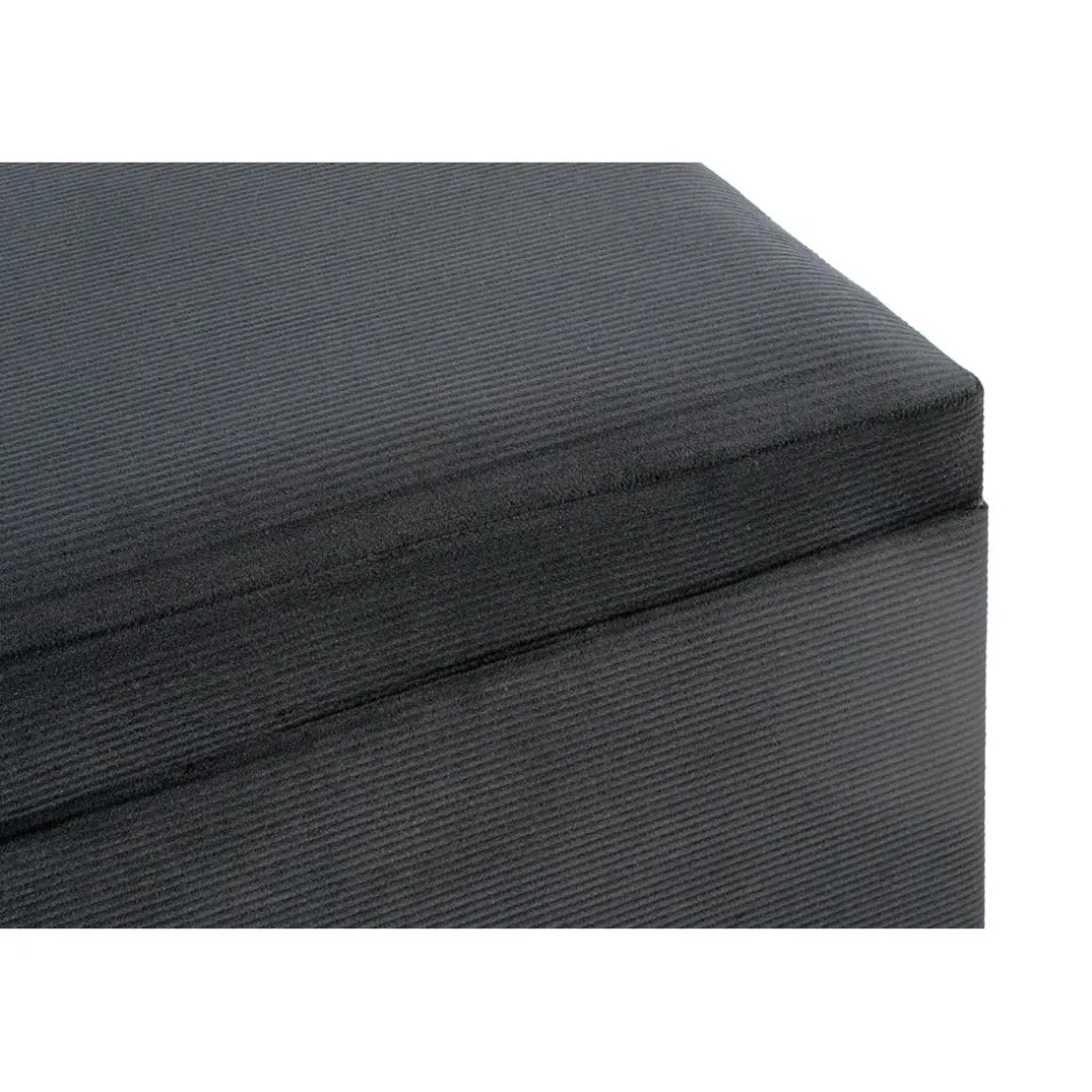 Coffre de rangement en velours noir assise rembourrée et pliable