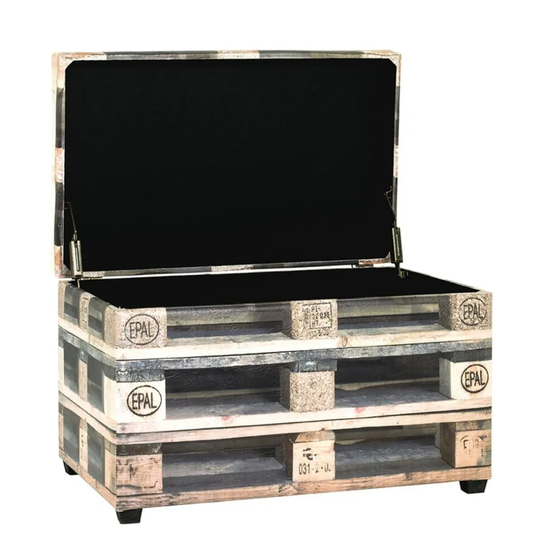 Coffre de rangement motifs palette multicolore en simili cuir