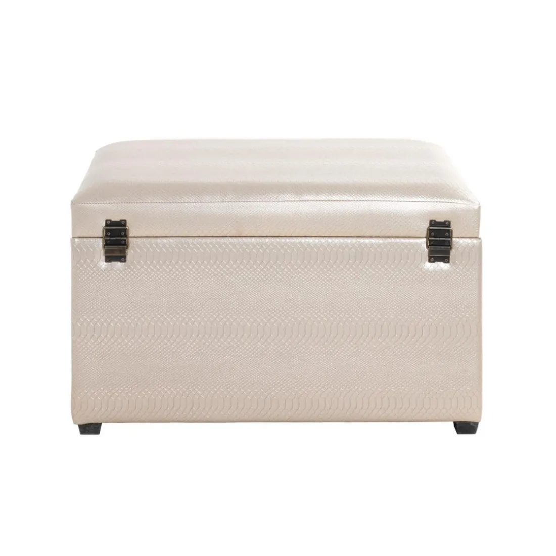 coffre de rangement simili cuir doré