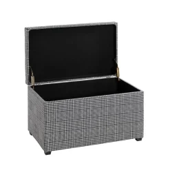 Coffre de rangement tissu à carreaux noir et blanc