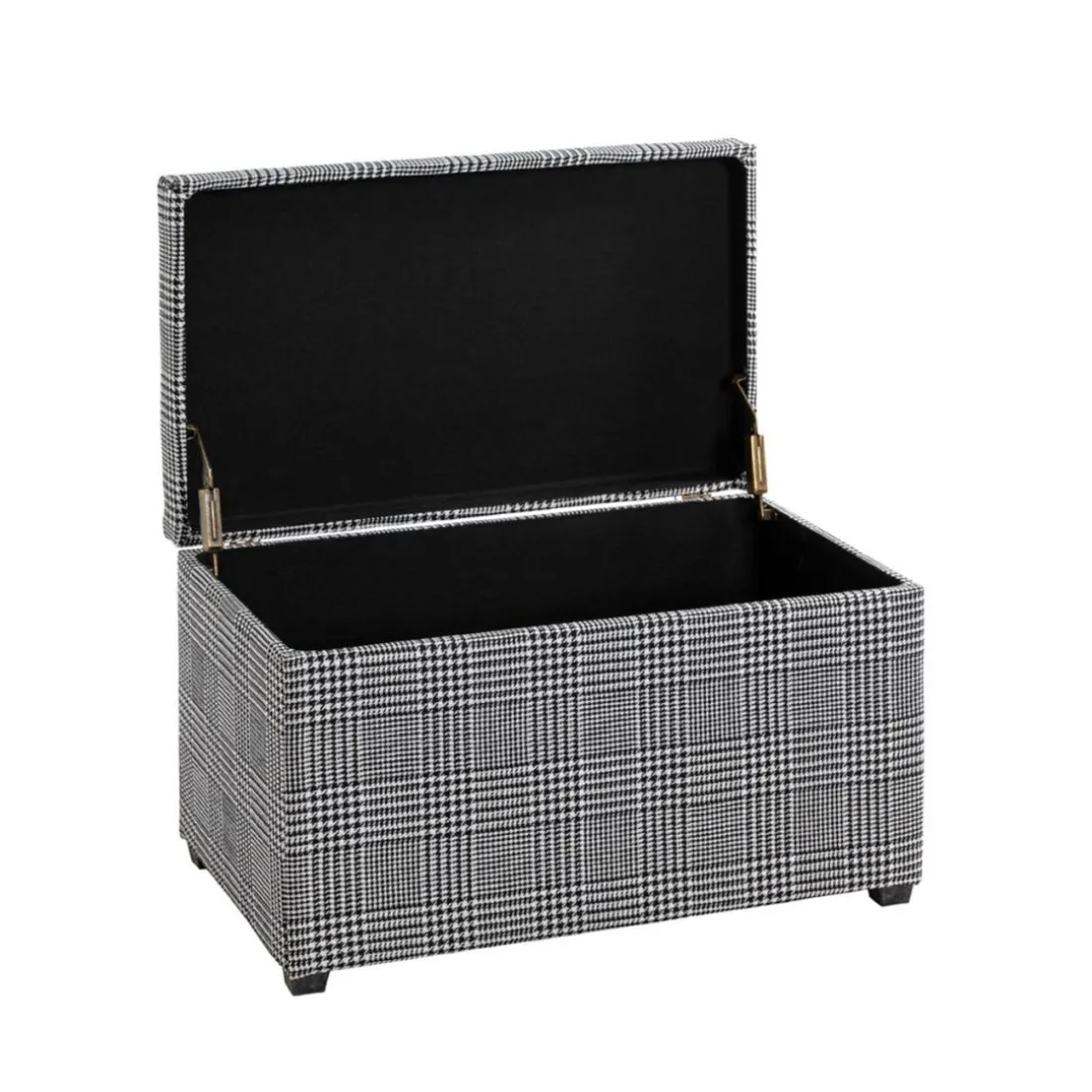 Coffre de rangement tissu à carreaux noir et blanc