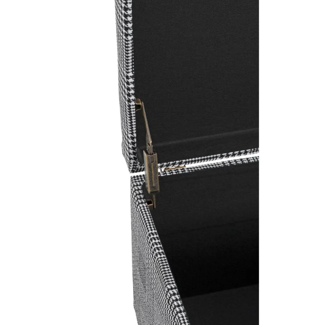 Coffre de rangement tissu à carreaux noir et blanc
