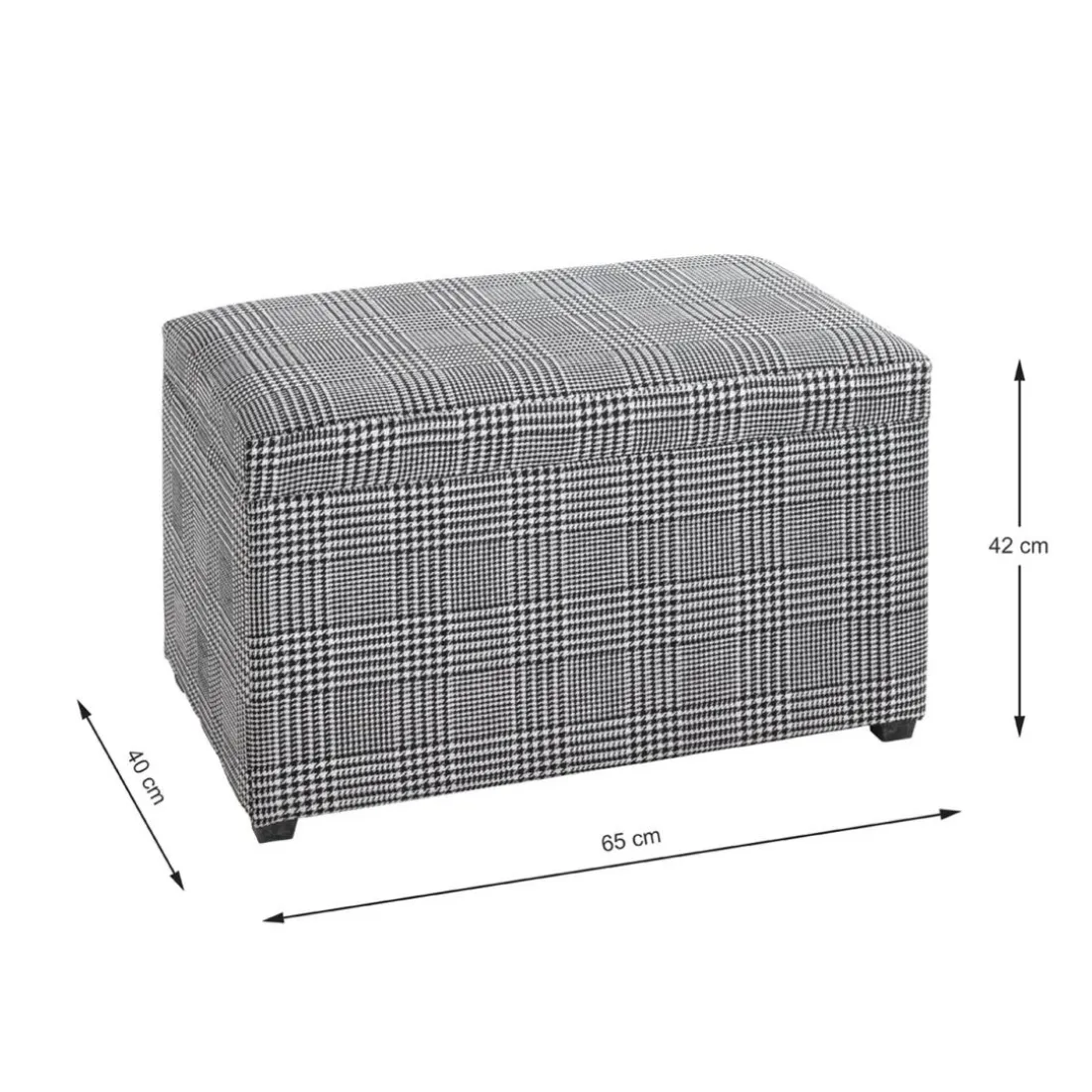 Coffre de rangement tissu à carreaux noir et blanc