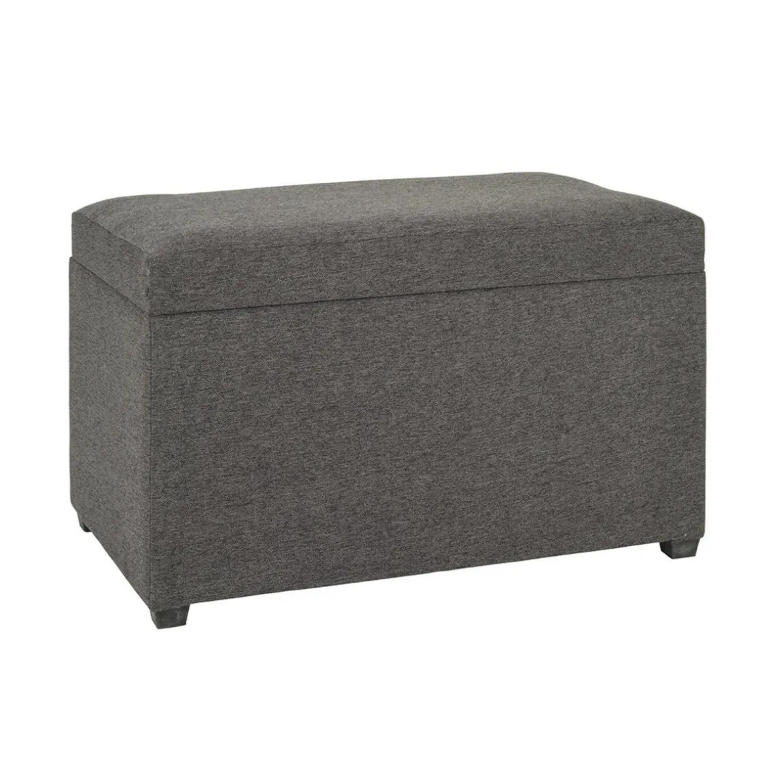 Coffre de rangement tissu anthracite assise rembourrée et rabattable