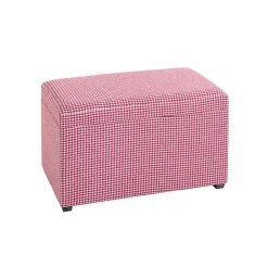 Coffre de rangement tissu pied-de-poule rouge et blanc
