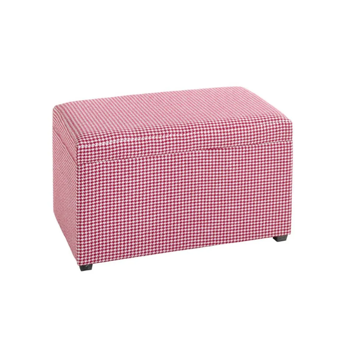 Coffre de rangement tissu pied-de-poule rouge et blanc