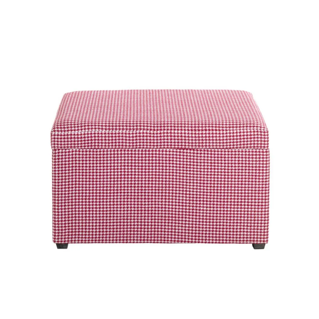 Coffre de rangement tissu pied-de-poule rouge et blanc