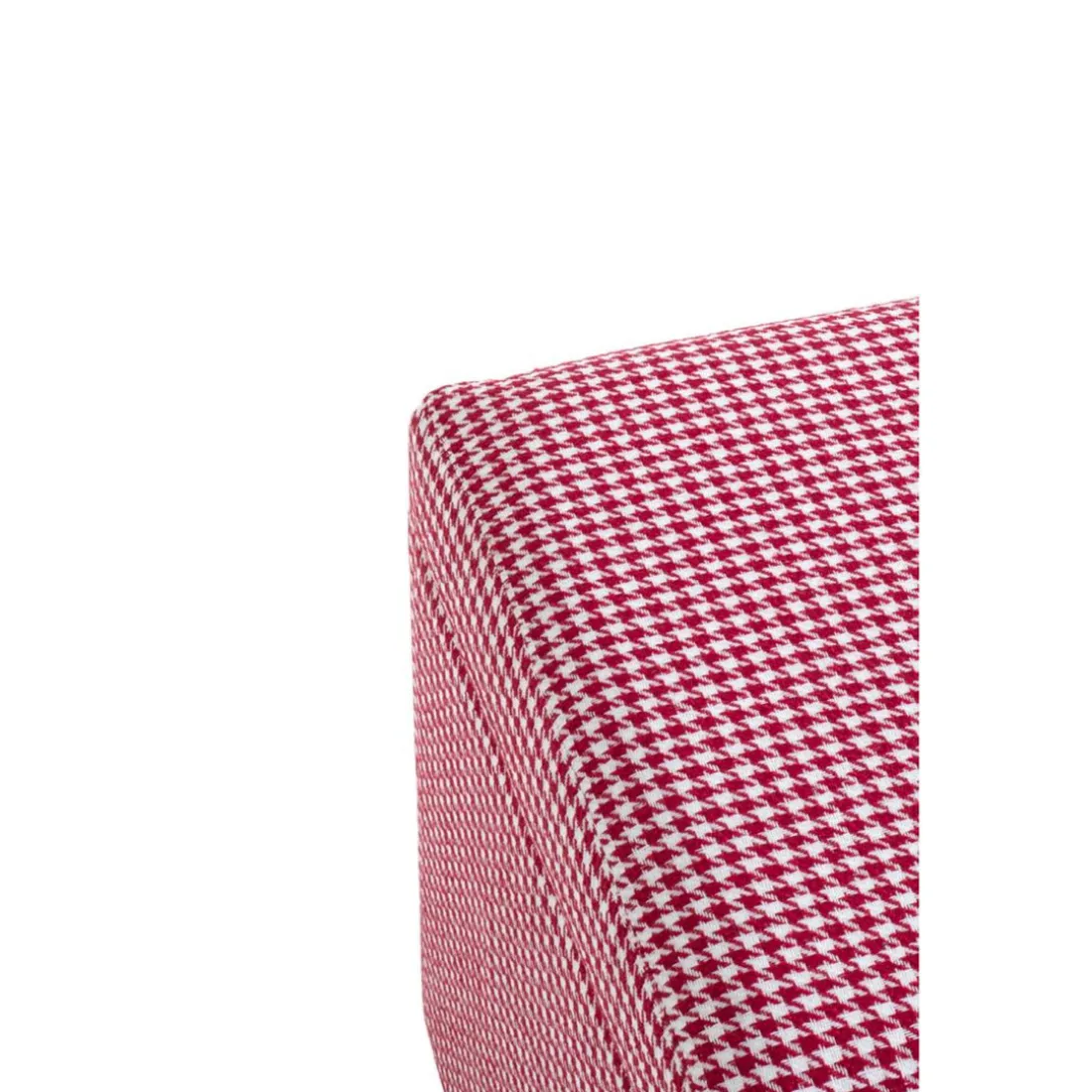 Coffre de rangement tissu pied-de-poule rouge et blanc
