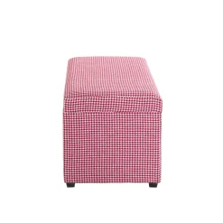 Coffre de rangement tissu pied-de-poule rouge et blanc