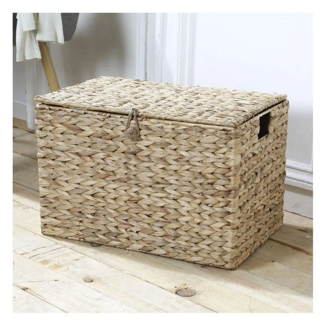 Coffre en Jacinthe d'Eau avec Couvercle Beige