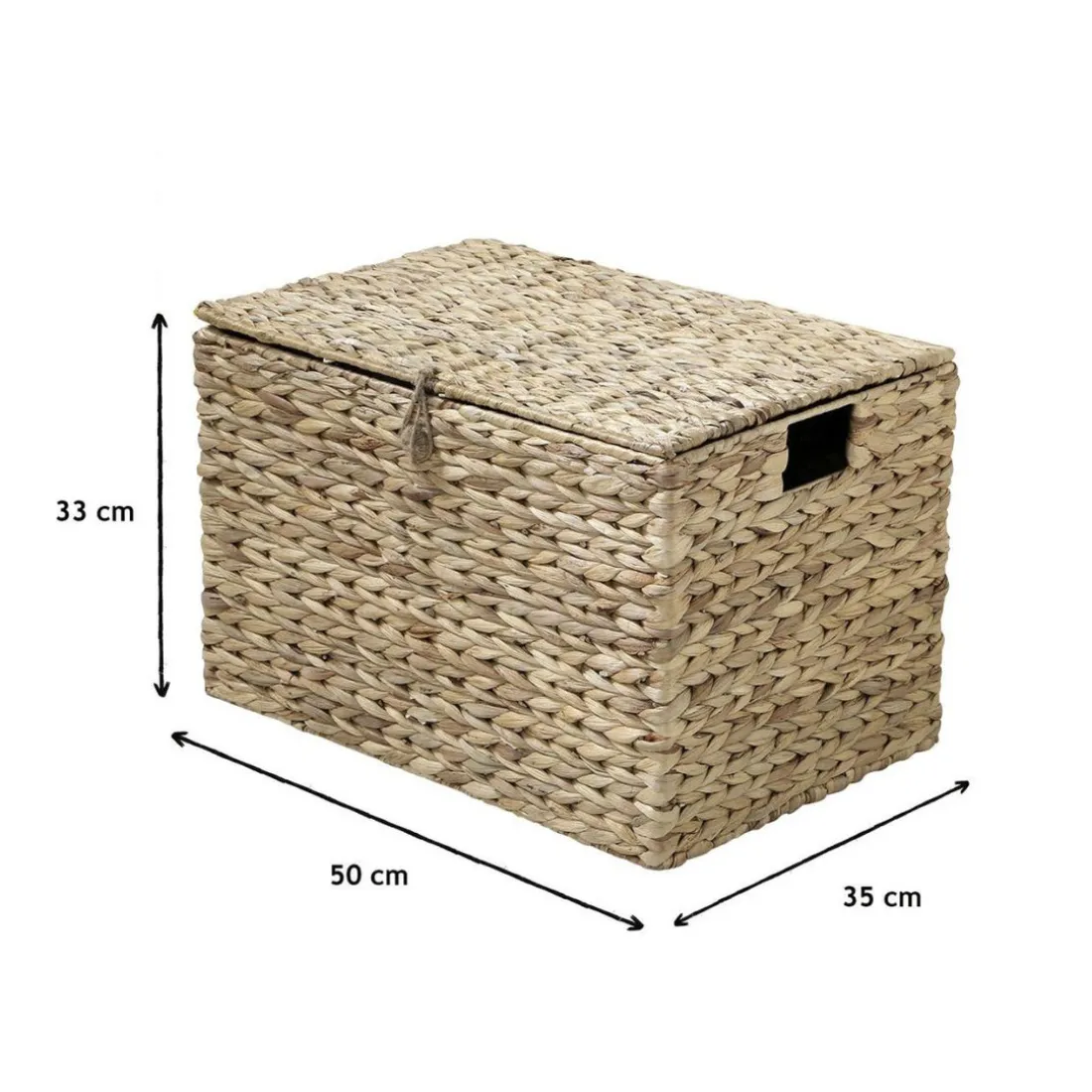 Coffre en Jacinthe d'Eau avec Couvercle Beige