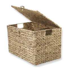 Coffre en Jacinthe d'Eau avec Couvercle Beige