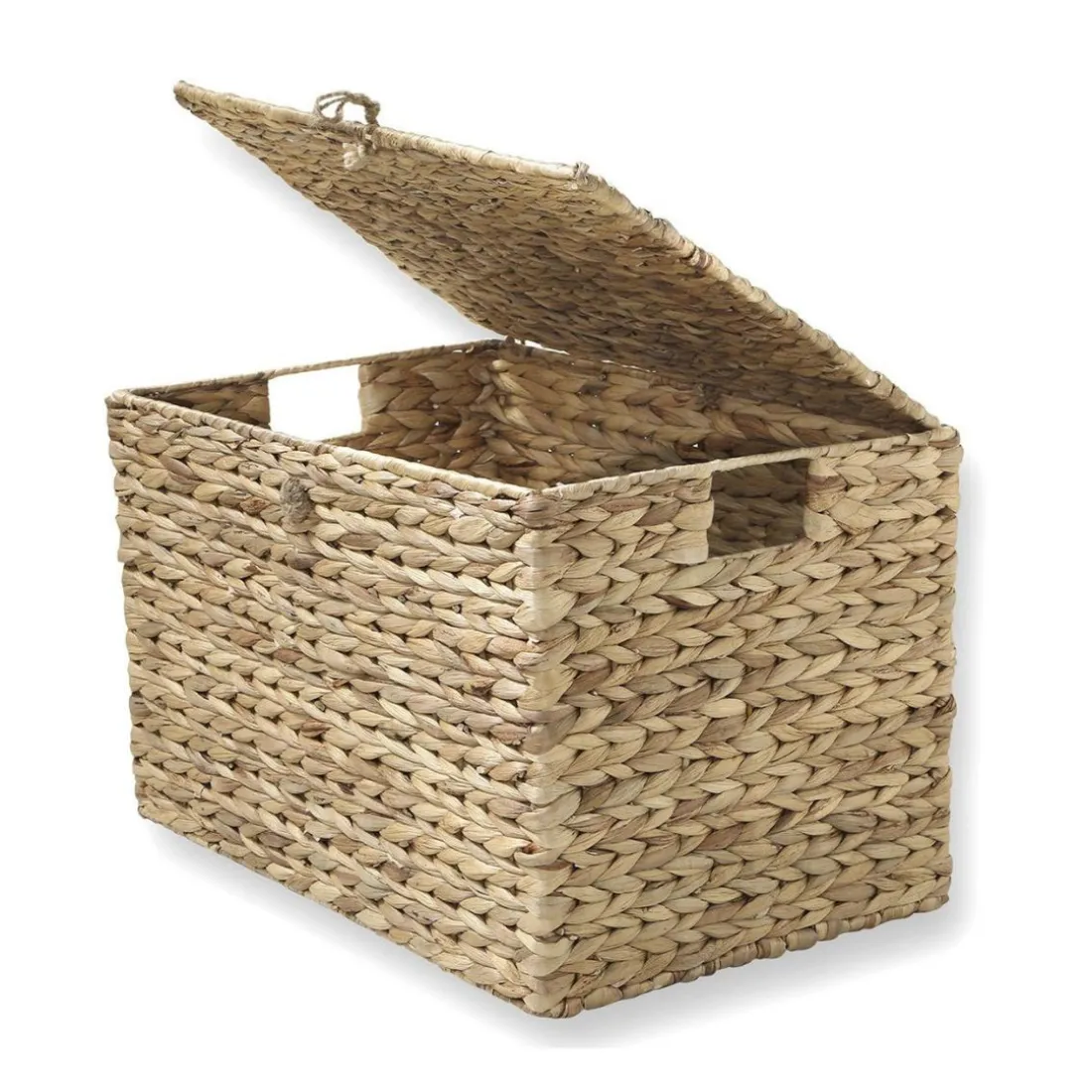 Coffre en Jacinthe d'Eau avec Couvercle Beige