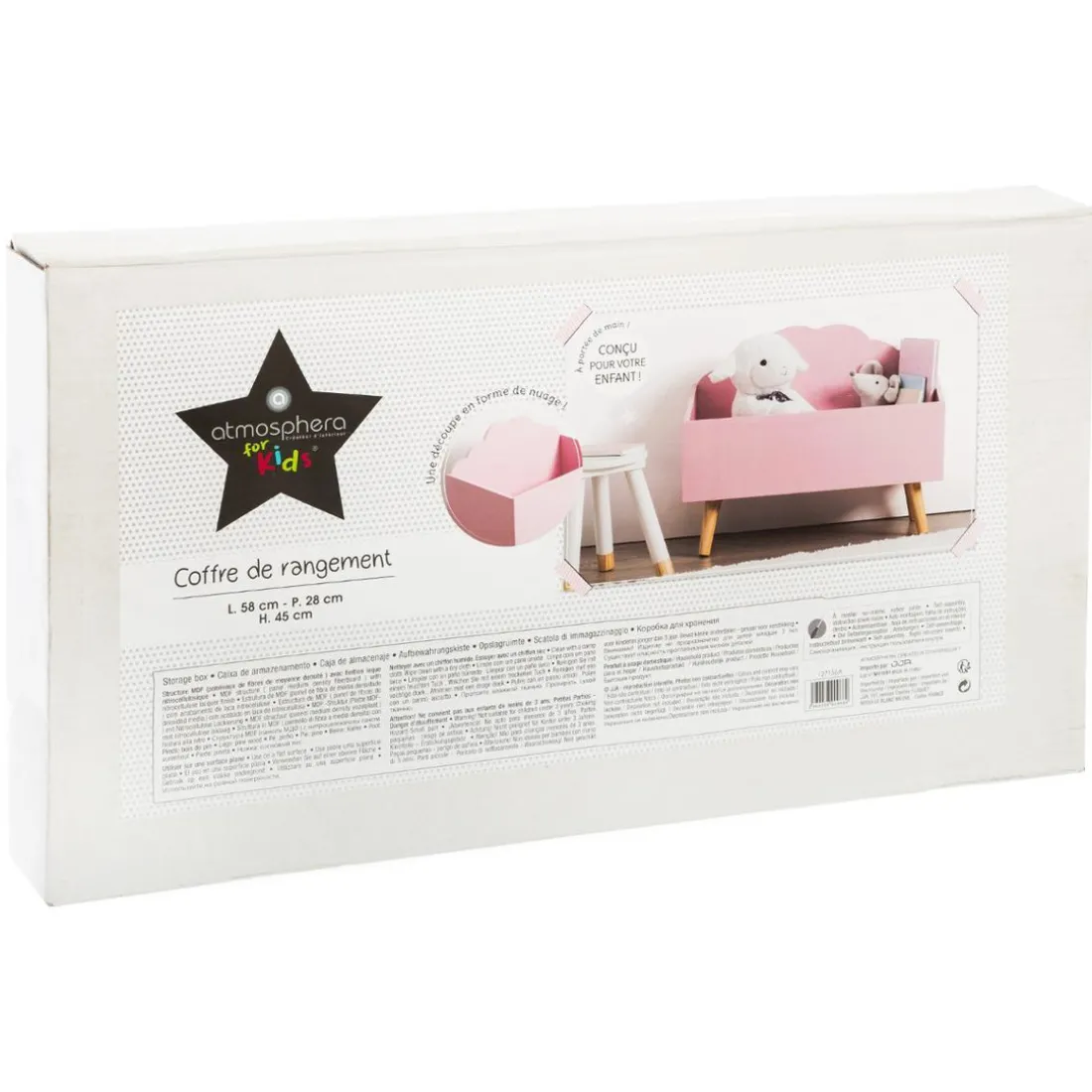 Coffre nuage rose