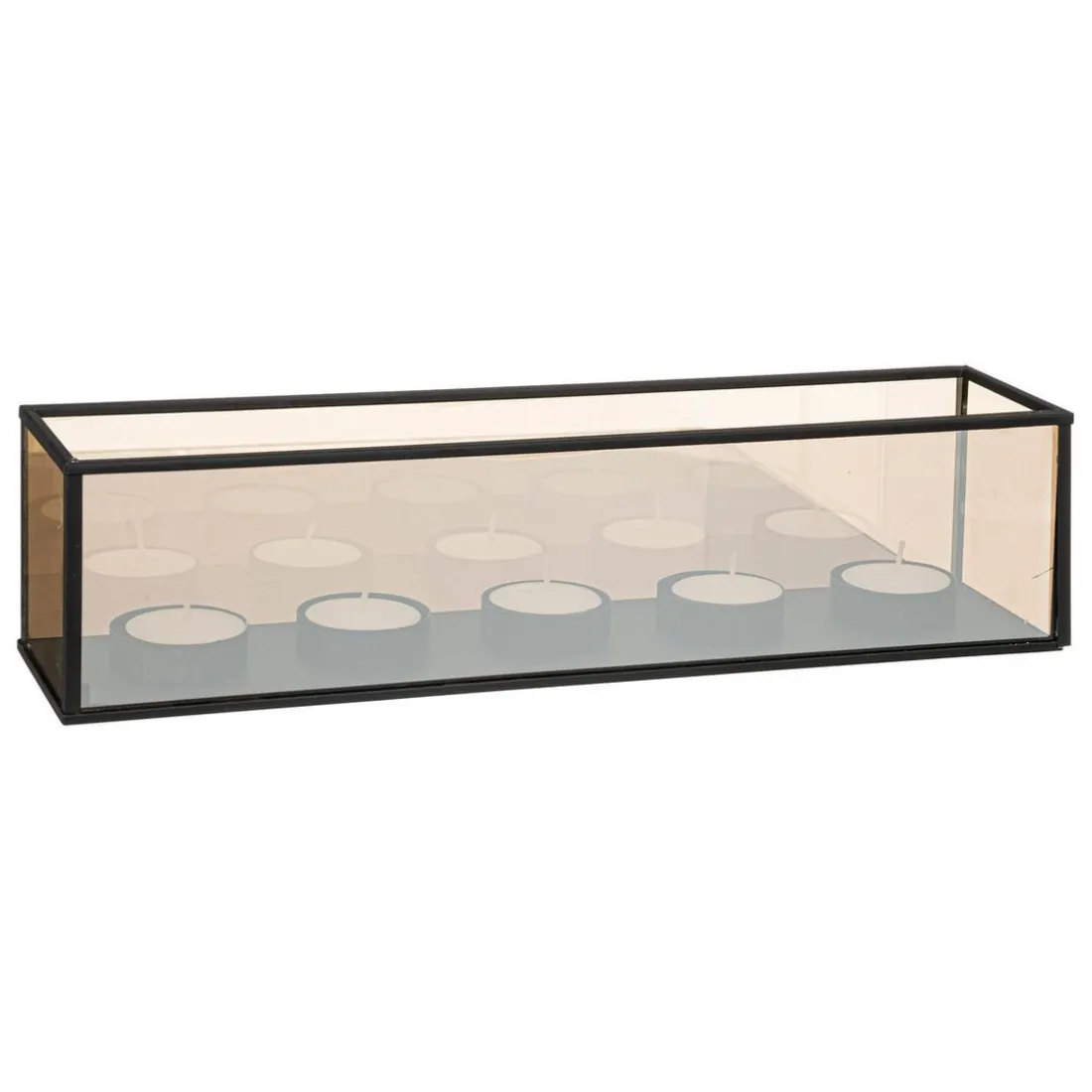 Coffret photophore 5 bougies en verre noir