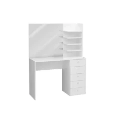 Coiffeuse avec miroir et 5 tiroirs MARL 1 blanc