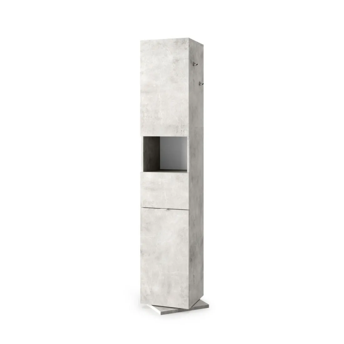 Colonne de rangement salle de bain pivotant 2 Portes 1 niche coloris effet béton