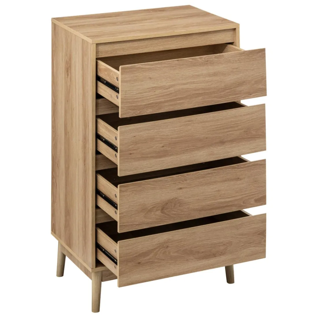 Commode 4 tiroirs effet chêne naturel ABANA