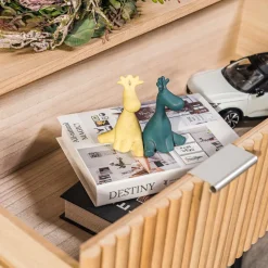 Commode Chambre Scandinave Bois Metal 3 Tiroirs Rangement Marron