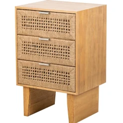 Commode Chiffonnier Scandinave en Bois 3 Tiroirs Bois Marron