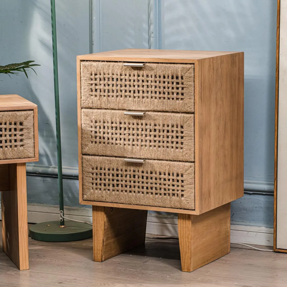 Commode Chiffonnier Scandinave en Bois 3 Tiroirs Bois Marron