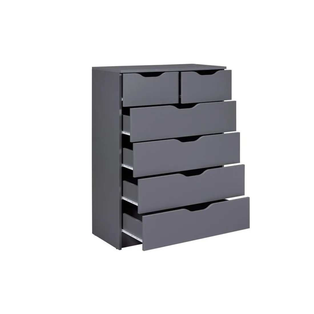 Commode SILENZIA 2 petits et 4 grands tiroirs gris graphite