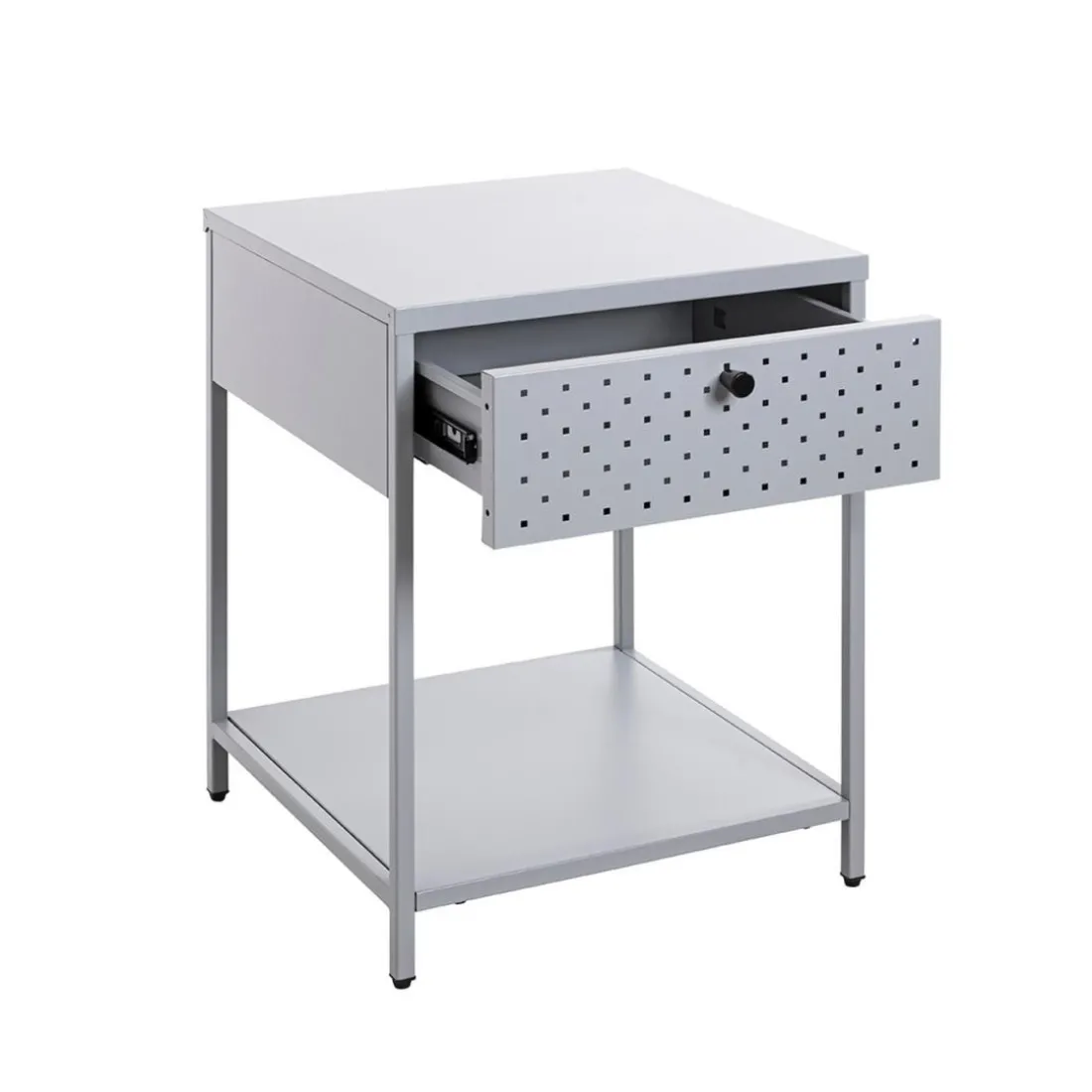 Console 1 tiroir et 1 etagère en métal gris