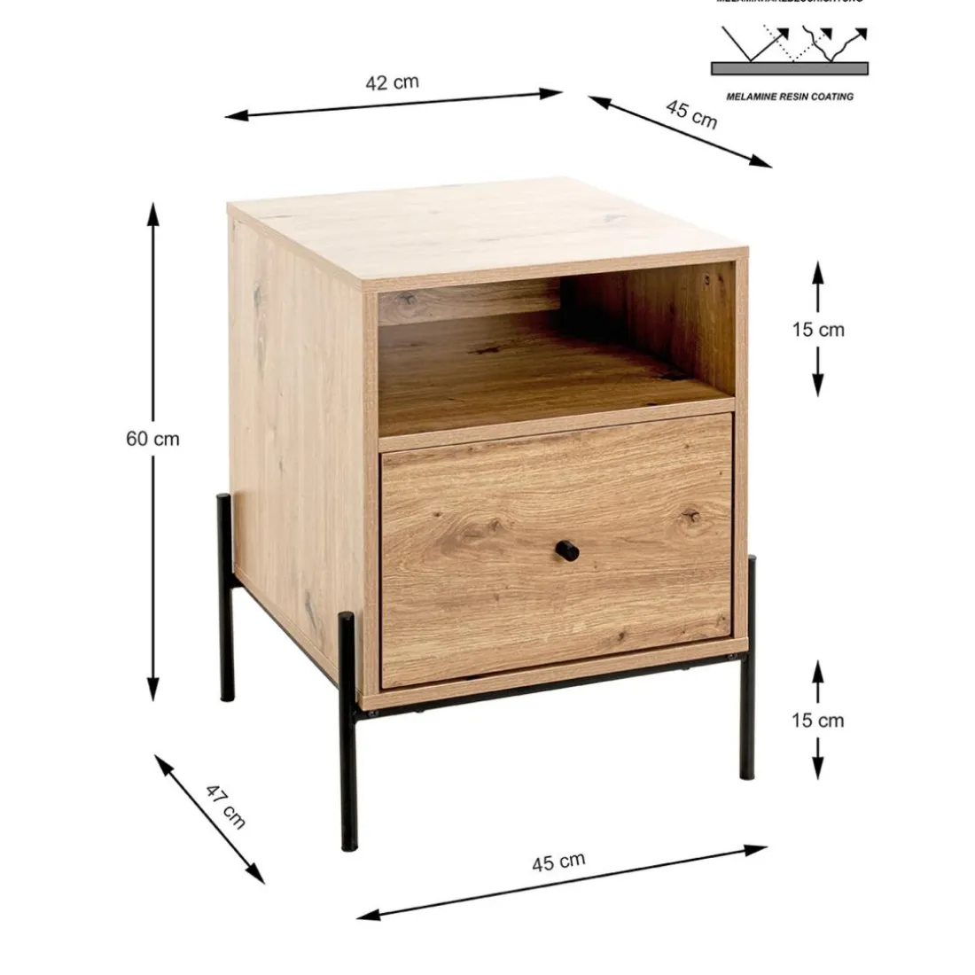 Console 1 tiroir et 1 étagère décor chêne