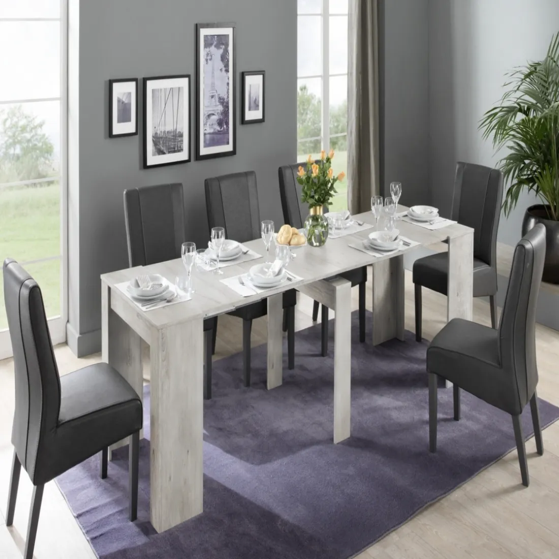 Console avec 4 allonges blanc