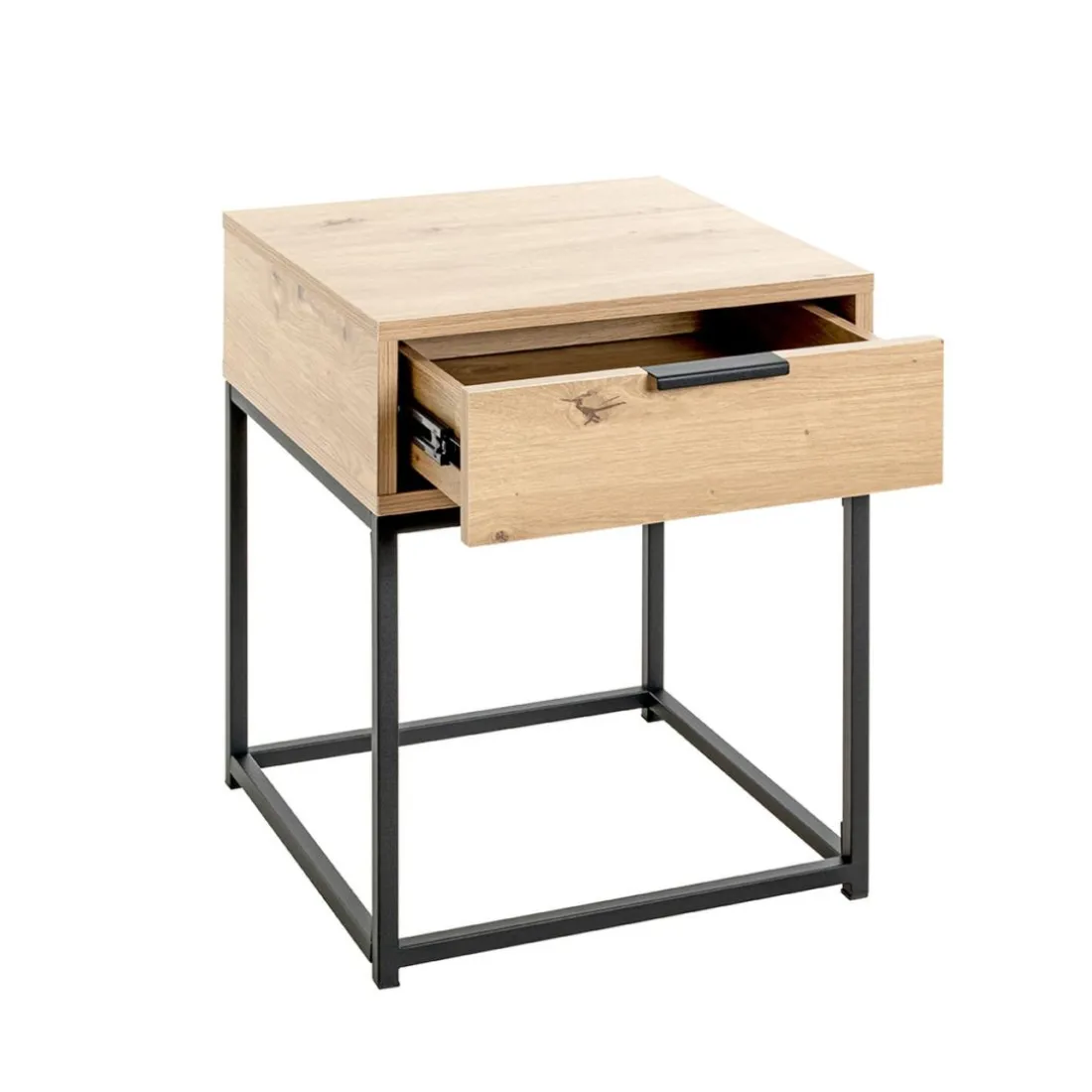 Console en métal noir avec corps et tiroir