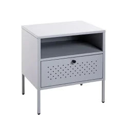 Console en métal tablette et tiroir gris