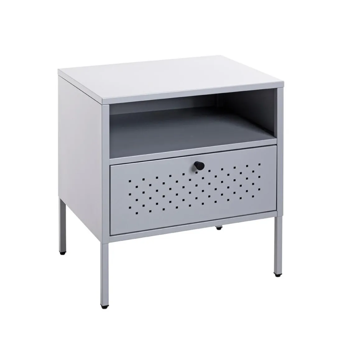 Console en métal tablette et tiroir gris