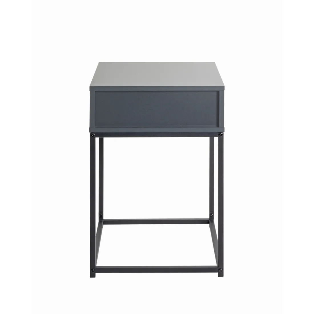 Console en panneau de particules avec décor en anthracite tube d'acier peint par poudrage en noir