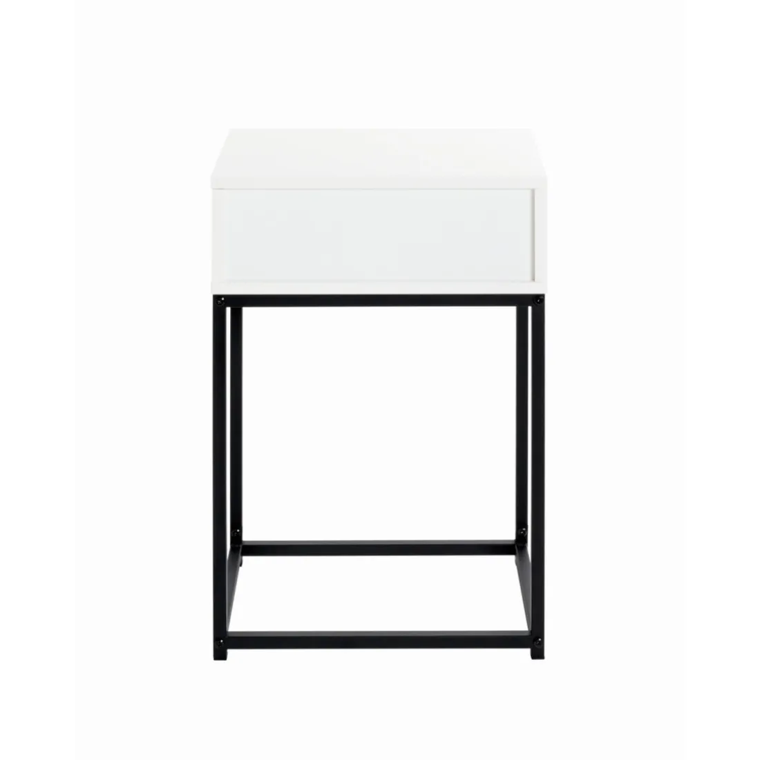Console en tube d'acier peint par poudrage en noir tiroir en panneau de particules avec décor en blanc