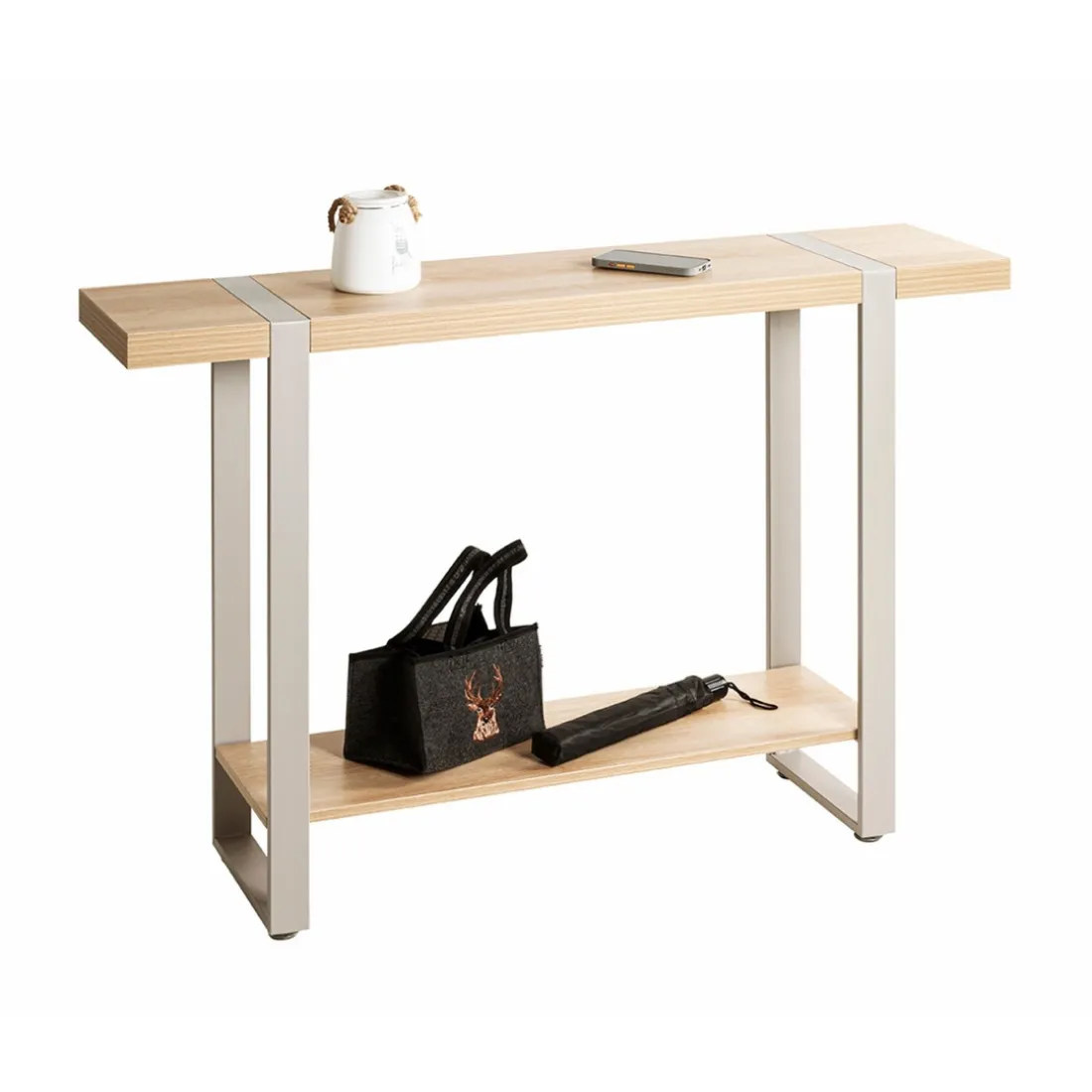Console en tube d'acier peint par poudrage en gris cachemire