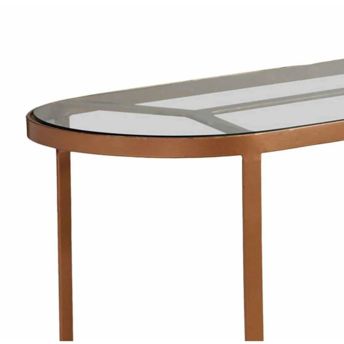 Console en Verre Et Métal Cuivré