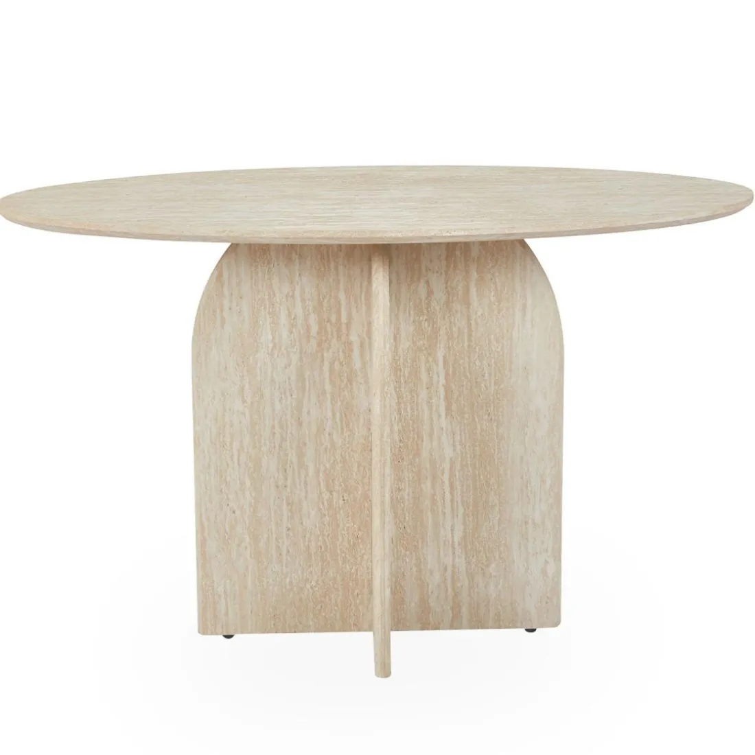 Console moderne ovale Calyptus Effet travertin Beige