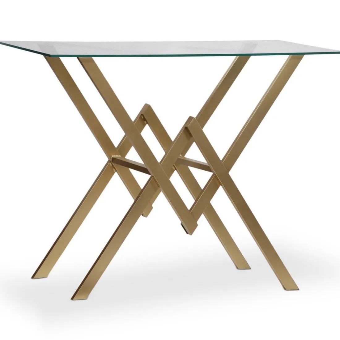 Console MURVIEL En Verre Et Pieds Or