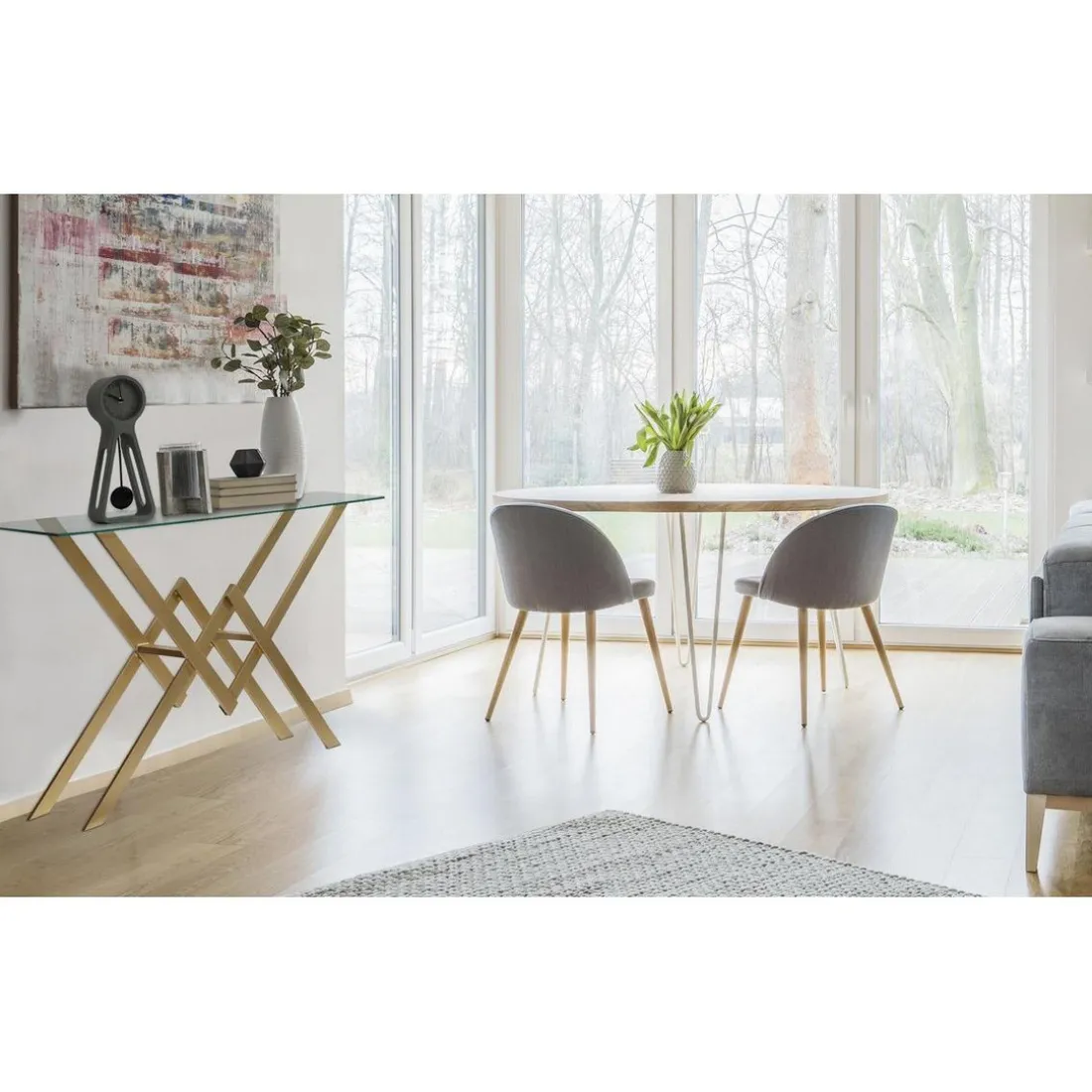 Console MURVIEL En Verre Et Pieds Or