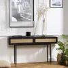 Console Noire 2 Tiroirs Cannage YANIS