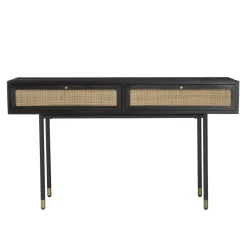 Console Noire 2 Tiroirs Cannage YANIS