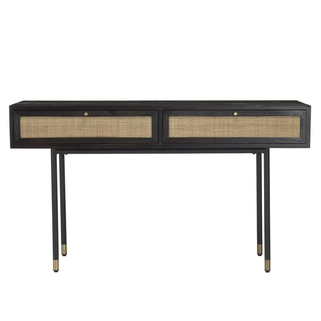 Console Noire 2 Tiroirs Cannage YANIS