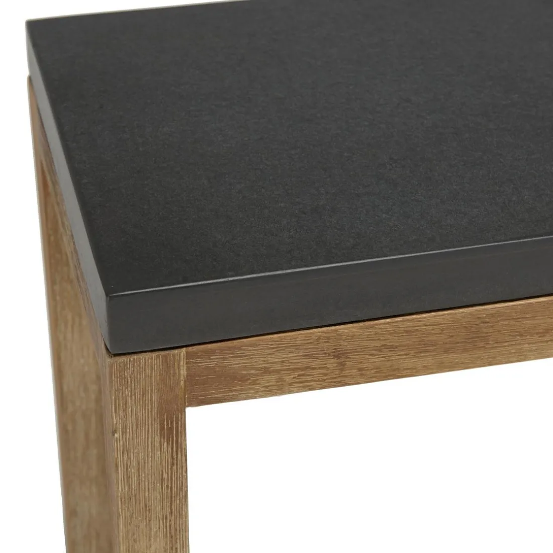 Console rectangulaire petit modèle double plateau effet béton foncé et acacia HECTOR