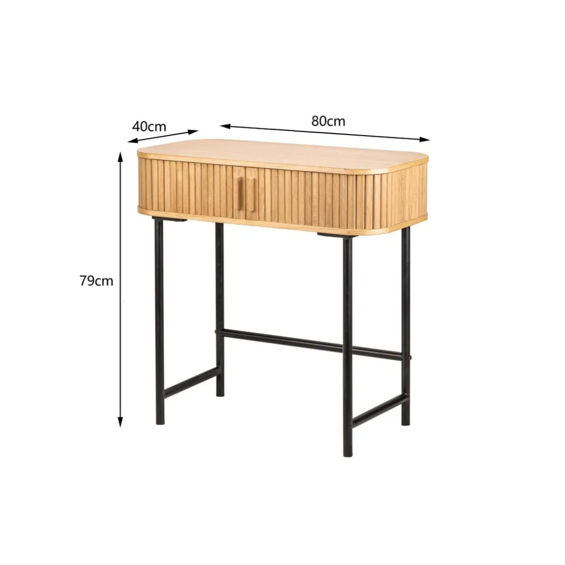 Console table en métal et bois avec 2 portes Noir