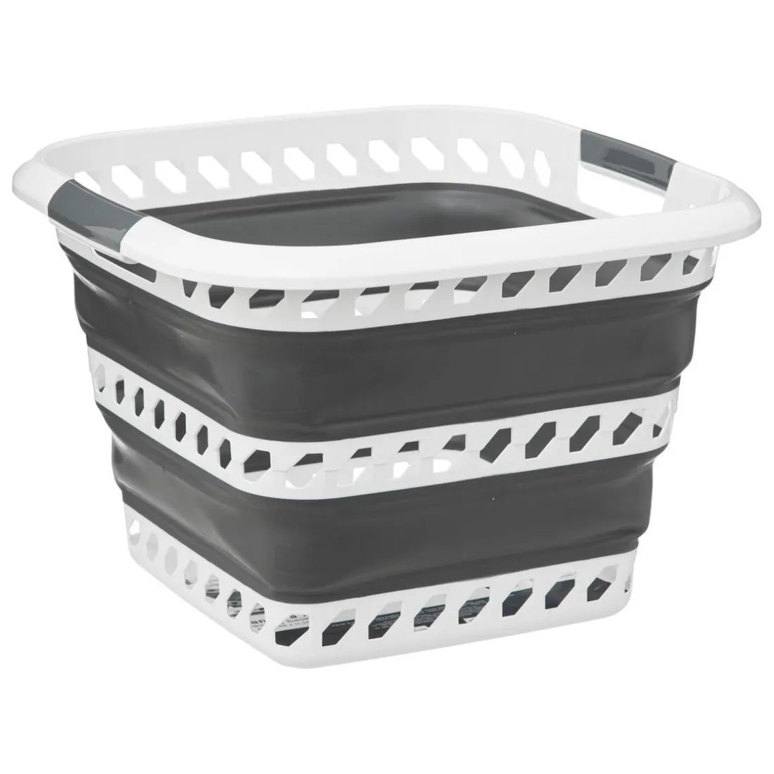 Corbeille à linge pliable 40L gris et blanc