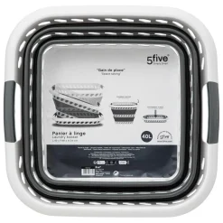 Corbeille à linge pliable 40L gris et blanc